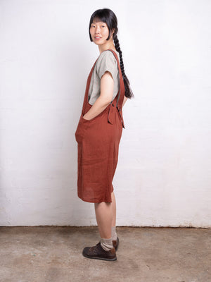 Mamiko Apron Dress - 100% Linen - Cinnamon Dust (Women S-XL)