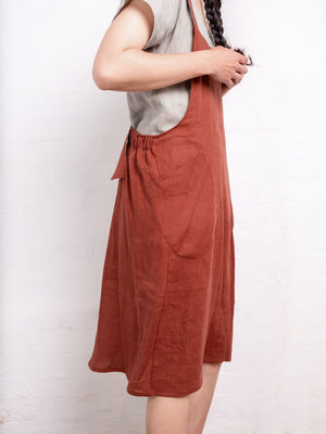 Mamiko Apron Dress - 100% Linen - Cinnamon Dust (Women S-XL)