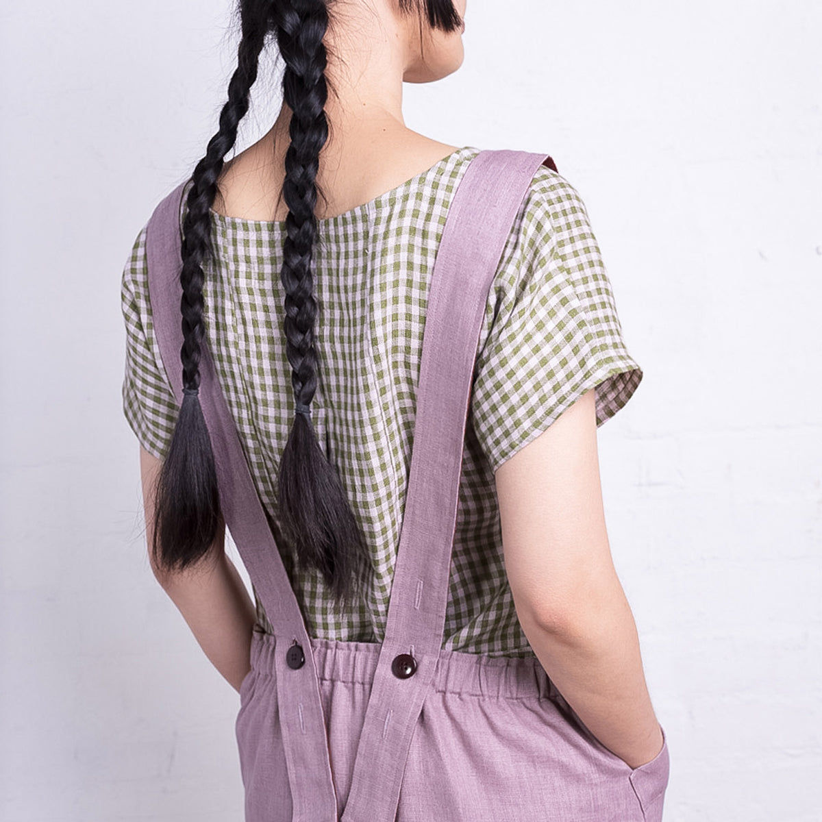 Pieces Top - 100% European Linen - Garden Gingham (M-L) *Last ones