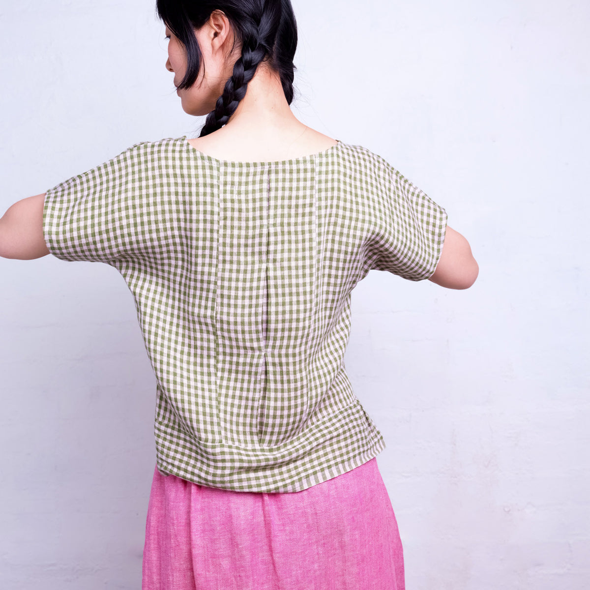 Pieces Top - 100% European Linen - Garden Gingham (M-L) *Last ones