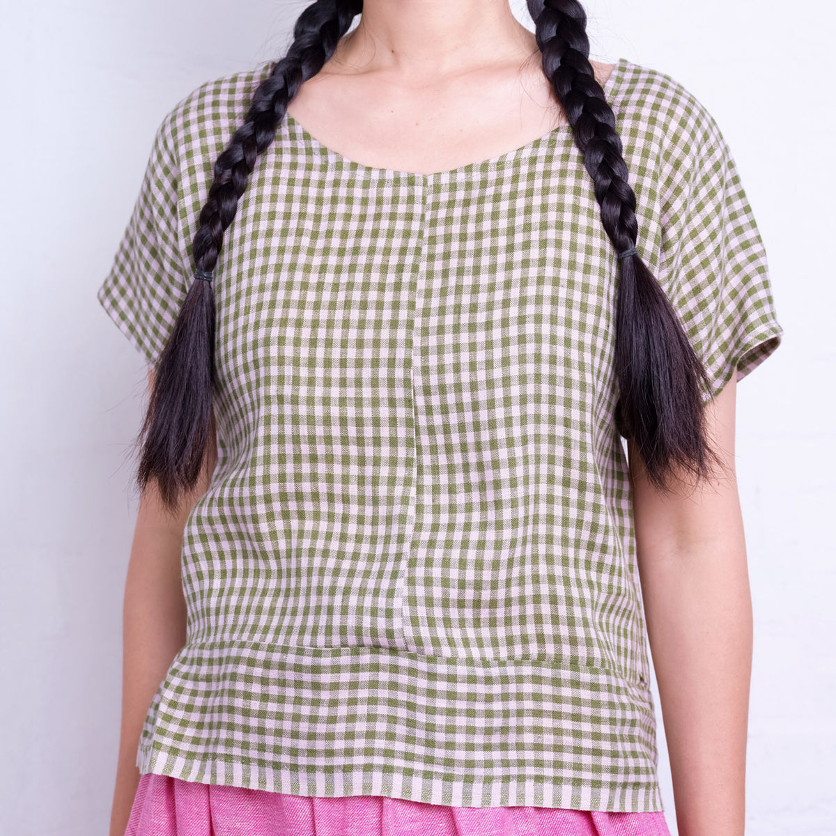 Pieces Top - 100% European Linen - Garden Gingham (M-L) *Last ones