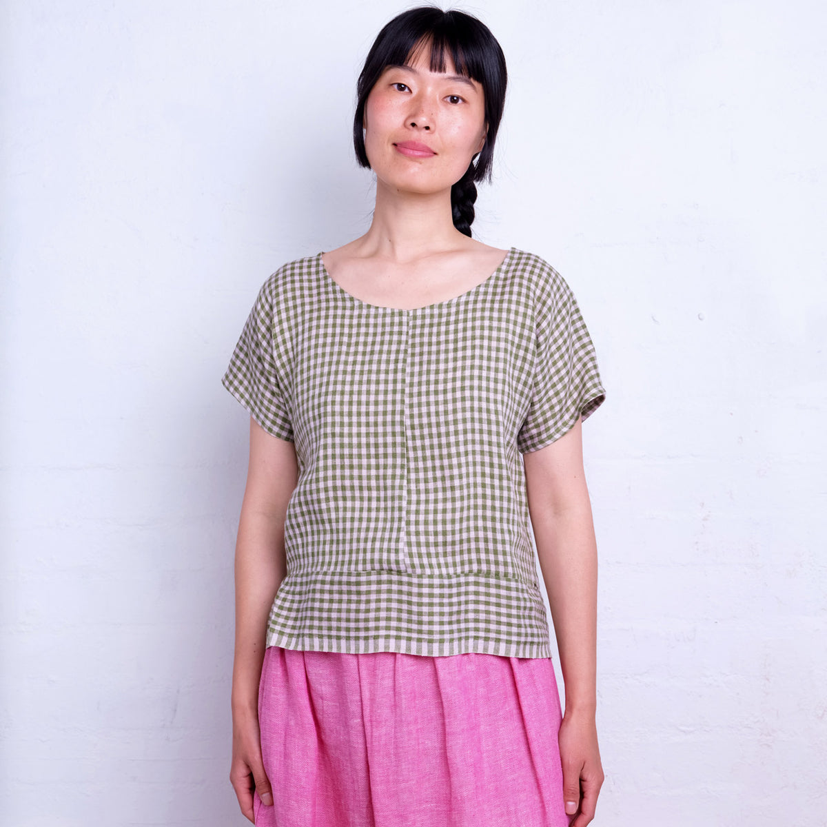 Pieces Top - 100% European Linen - Garden Gingham (M-L) *Last ones