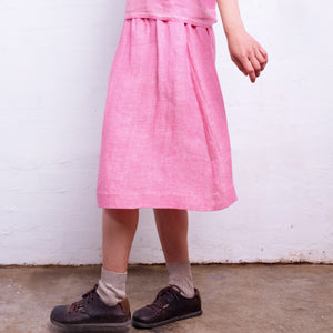 Pocket Skirt - 100% Linen - Old Soul Pink Light Twill (Women S-L)