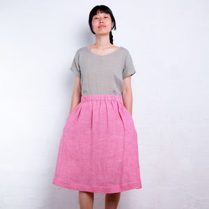 Pocket Skirt - 100% Linen - Old Soul Pink Light Twill (Women S-L)