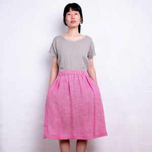 Pocket Skirt - 100% Linen - Old Soul Pink Light Twill (Women S-L)