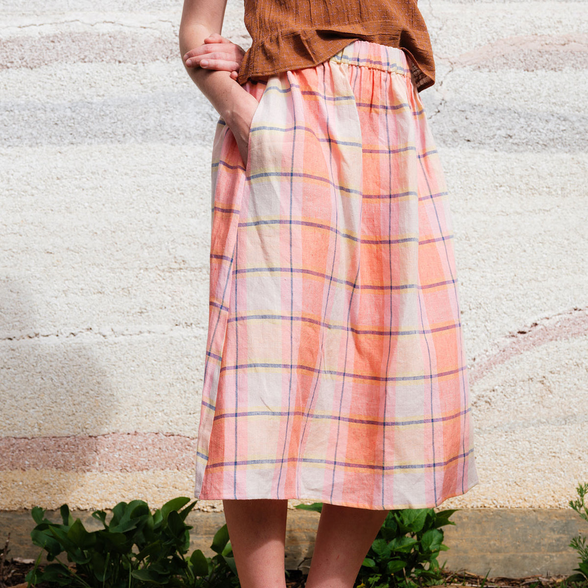 Pocket Skirt - 100% European Linen - Mon Fleur (Women S-L)