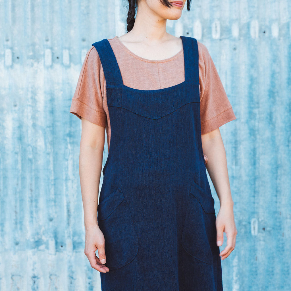 Mamiko Apron Dress - 100% Hemp - Indigo Denim (Women S-XL)