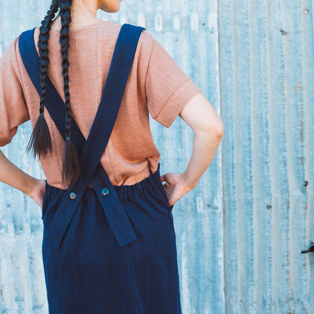 Mamiko Apron Dress - 100% Hemp - Indigo Denim (Women S-XL)