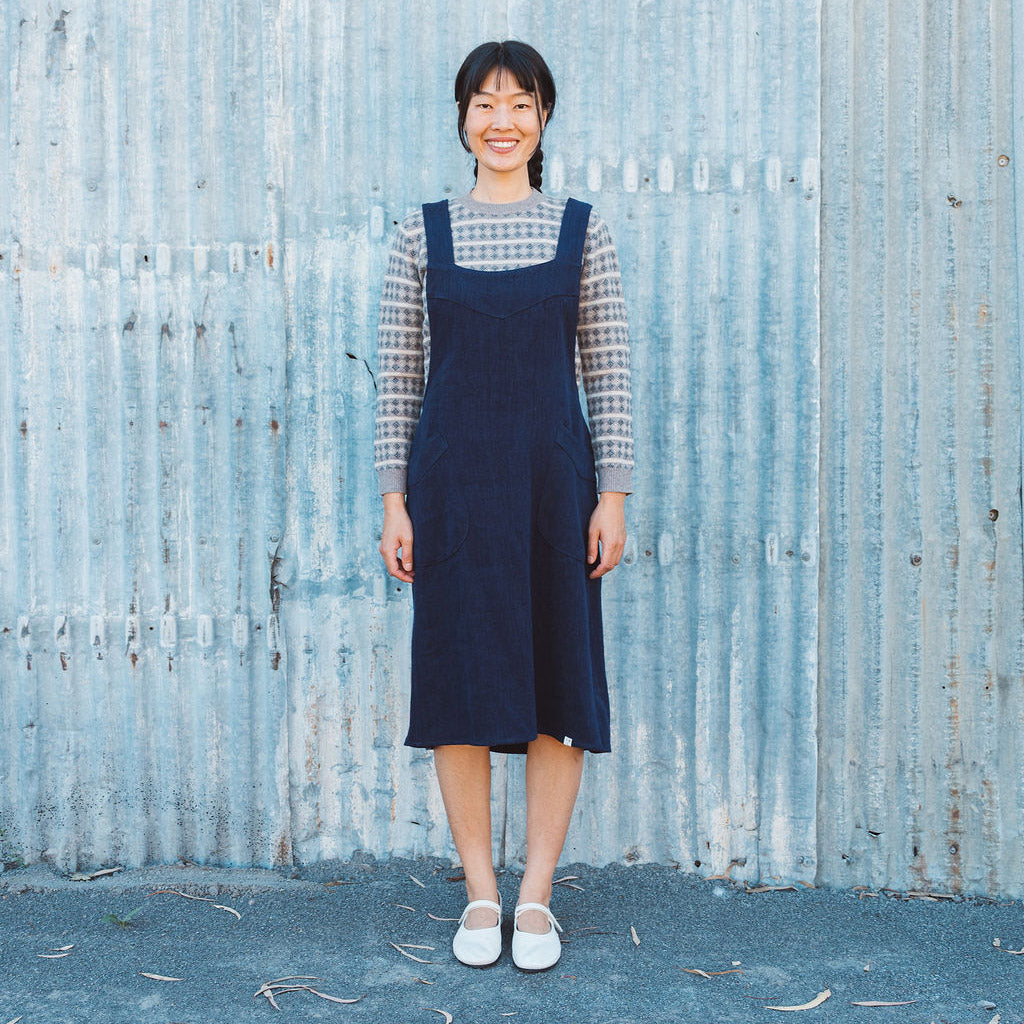 Mamiko Apron Dress - 100% Hemp - Indigo Denim (Women S-XL)
