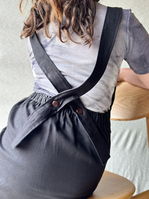 Mamiko Linen Apron Dress - Coal Black (Women)