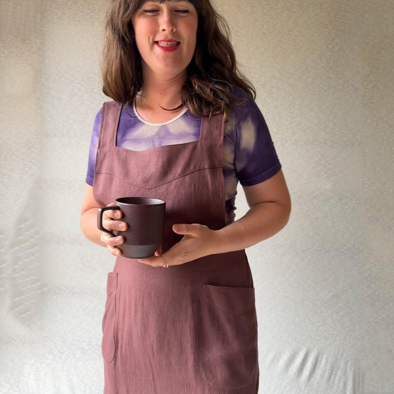 Mamiko Linen Apron Dress - Rosewood (Women)