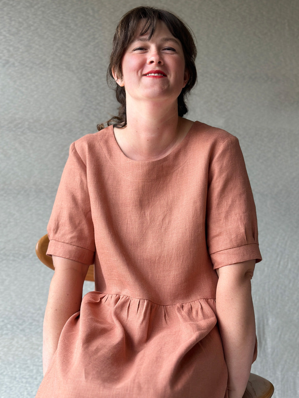 Kirsten Dress in 100% Linen - Taverna Pink Clay (L-XL) *Last One!