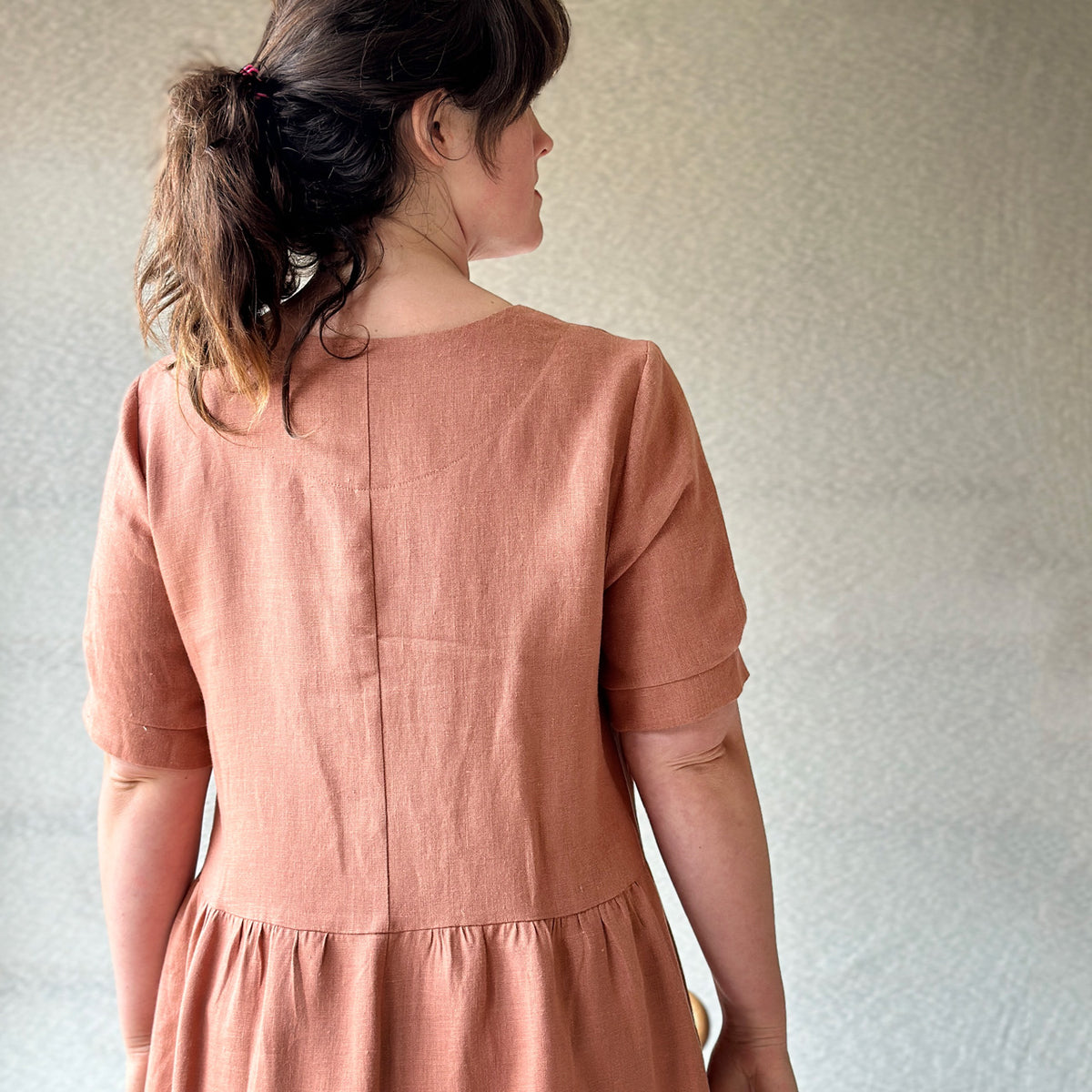 Kirsten Dress in 100% Linen - Taverna Pink Clay (L-XL) *Last One!