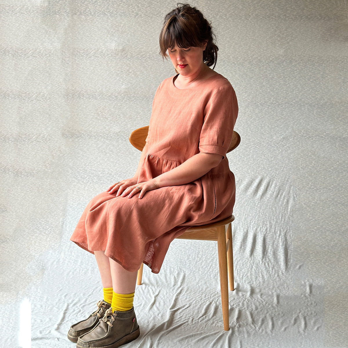 Kirsten Dress in 100% Linen - Taverna Pink Clay (L-XL) *Last One!