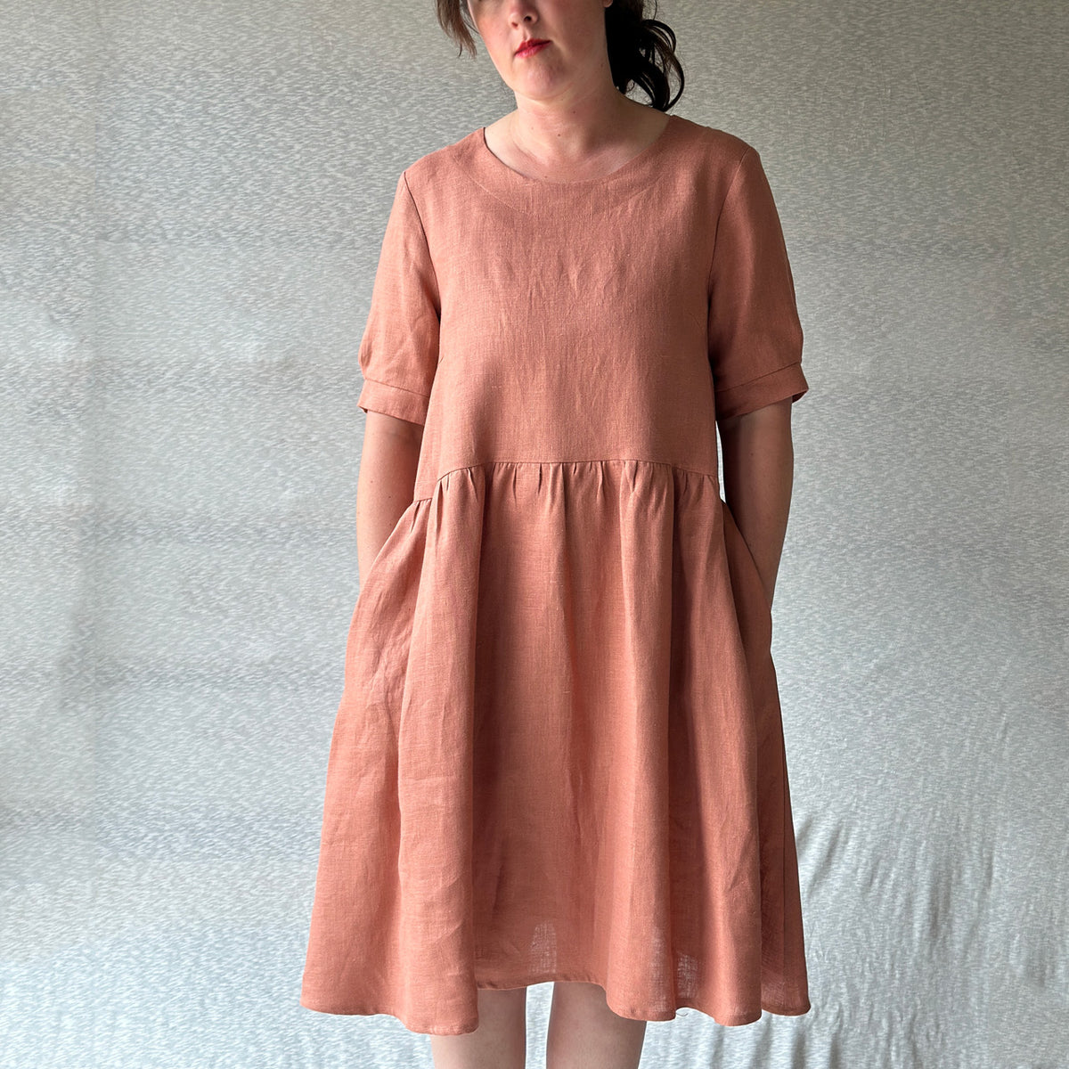 Kirsten Dress in 100% Linen - Taverna Pink Clay (L-XL) *Last One!