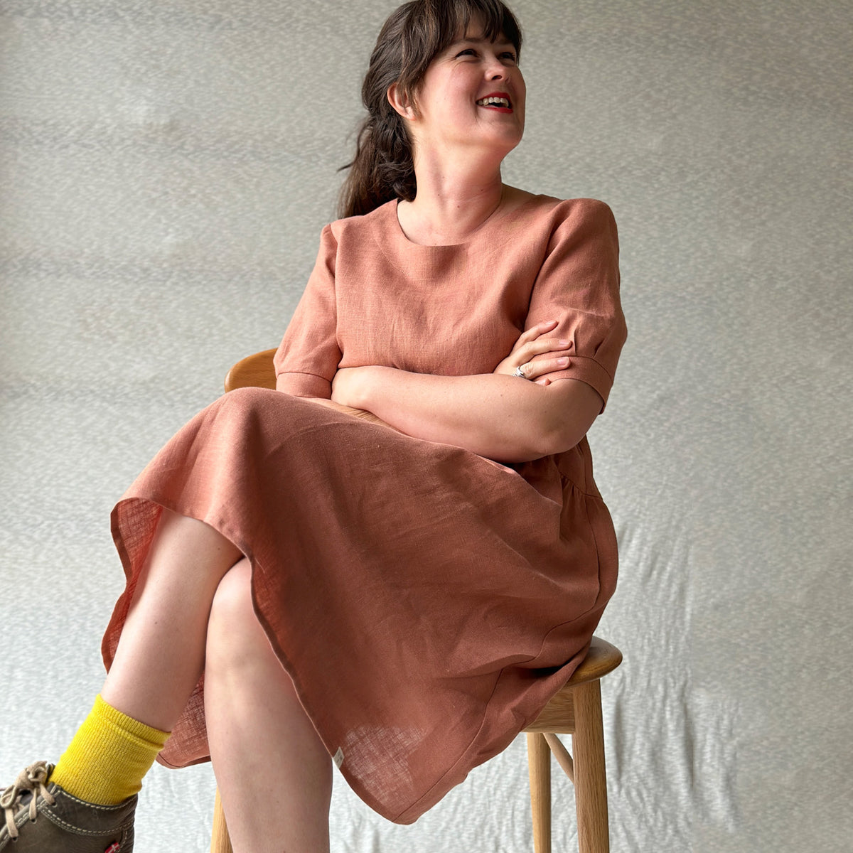 Kirsten Dress in 100% Linen - Taverna Pink Clay (L-XL) *Last One!