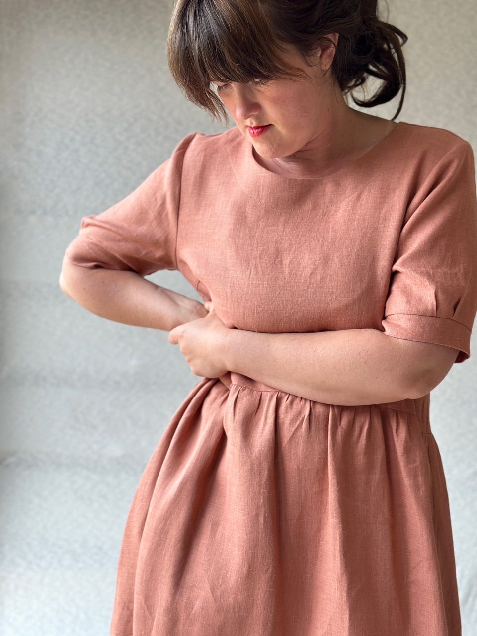 Kirsten Dress in 100% Linen - Taverna Pink Clay (L-XL) *Last One!
