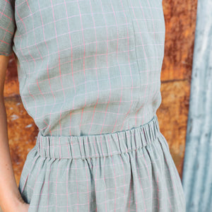 Pieces Top - 100% Linen - Sage Pink Check (Women S-L)