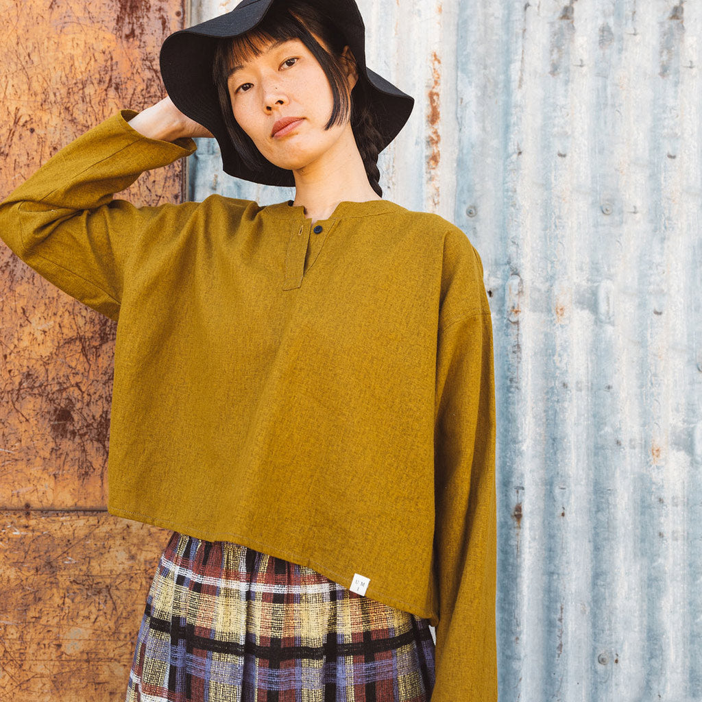 Women's Garden Shirt in Organic Linen/Cotton - Dijon