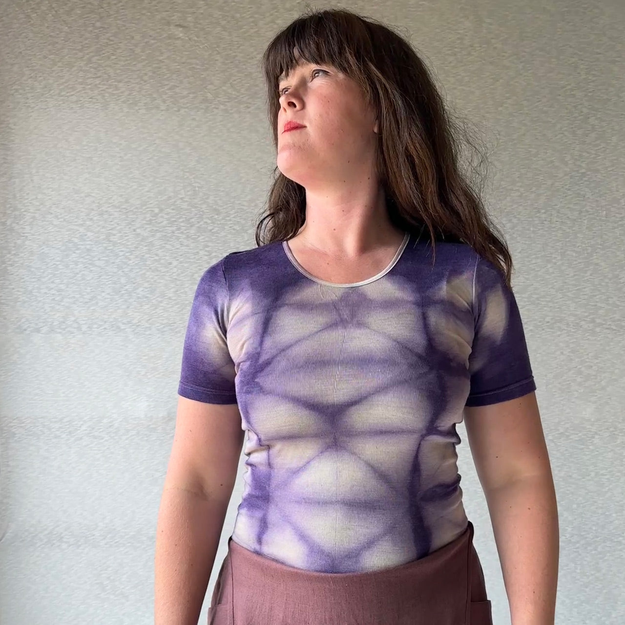 Women's Plant Dyed T-Shirt in Organic Merino/Silk - Elderberry