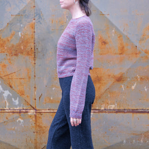 Jaana Sweater - 100% Baby Alpaca - Rust/Light Blue