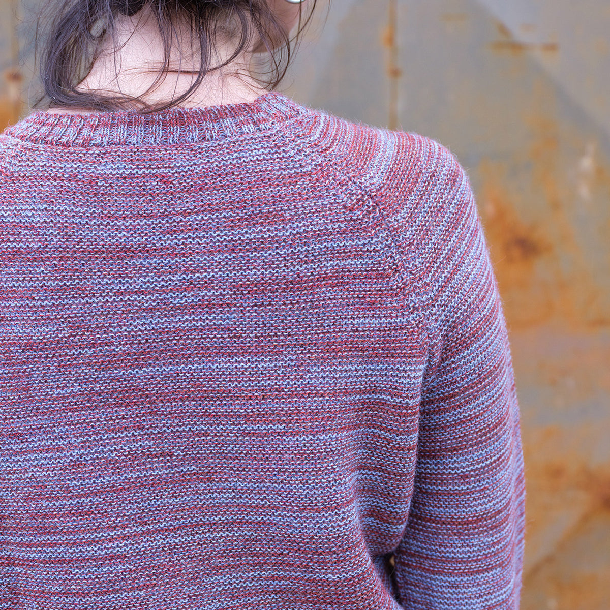 Jaana Sweater - 100% Baby Alpaca - Rust/Light Blue