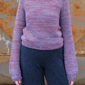Jaana Sweater - 100% Baby Alpaca - Rust/Light Blue