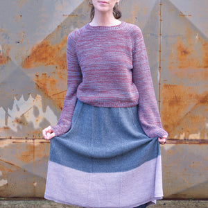 Jaana Sweater - 100% Baby Alpaca - Rust/Light Blue