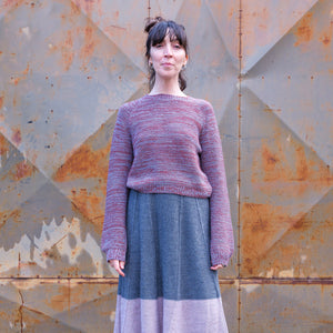 Jaana Sweater - 100% Baby Alpaca - Rust/Light Blue
