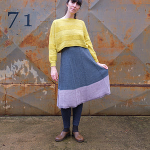 Rosalie Colourblock Panel Skirt - 100% Baby Alpaca - Grey/Lavender