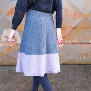 Rosalie Colourblock Panel Skirt - 100% Baby Alpaca - Grey/Lavender