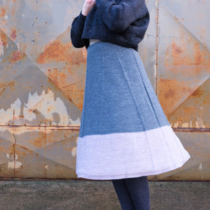 Rosalie Colourblock Panel Skirt - 100% Baby Alpaca - Grey/Lavender