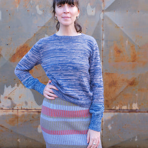 Stella Colour Block Jersey - 100% Baby Alpaca - Denim/Lavender Melange