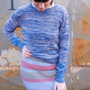 Stella Colour Block Jersey - 100% Baby Alpaca - Denim/Lavender Melange