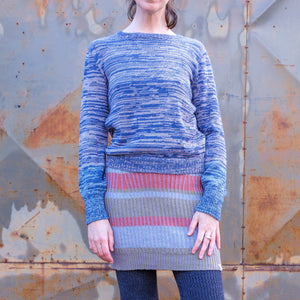Stella Colour Block Jersey - 100% Baby Alpaca - Denim/Lavender Melange