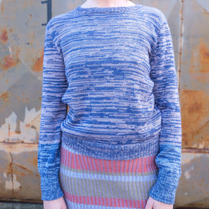 Stella Colour Block Jersey - 100% Baby Alpaca - Denim/Lavender Melange