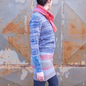 Stella Colour Block Jersey - 100% Baby Alpaca - Denim/Lavender Melange