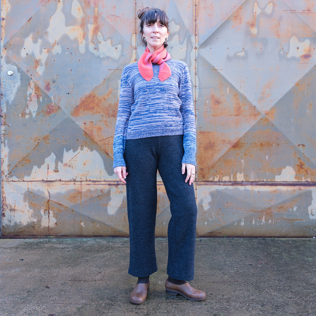 Stella Colour Block Jersey - 100% Baby Alpaca - Denim/Lavender Melange