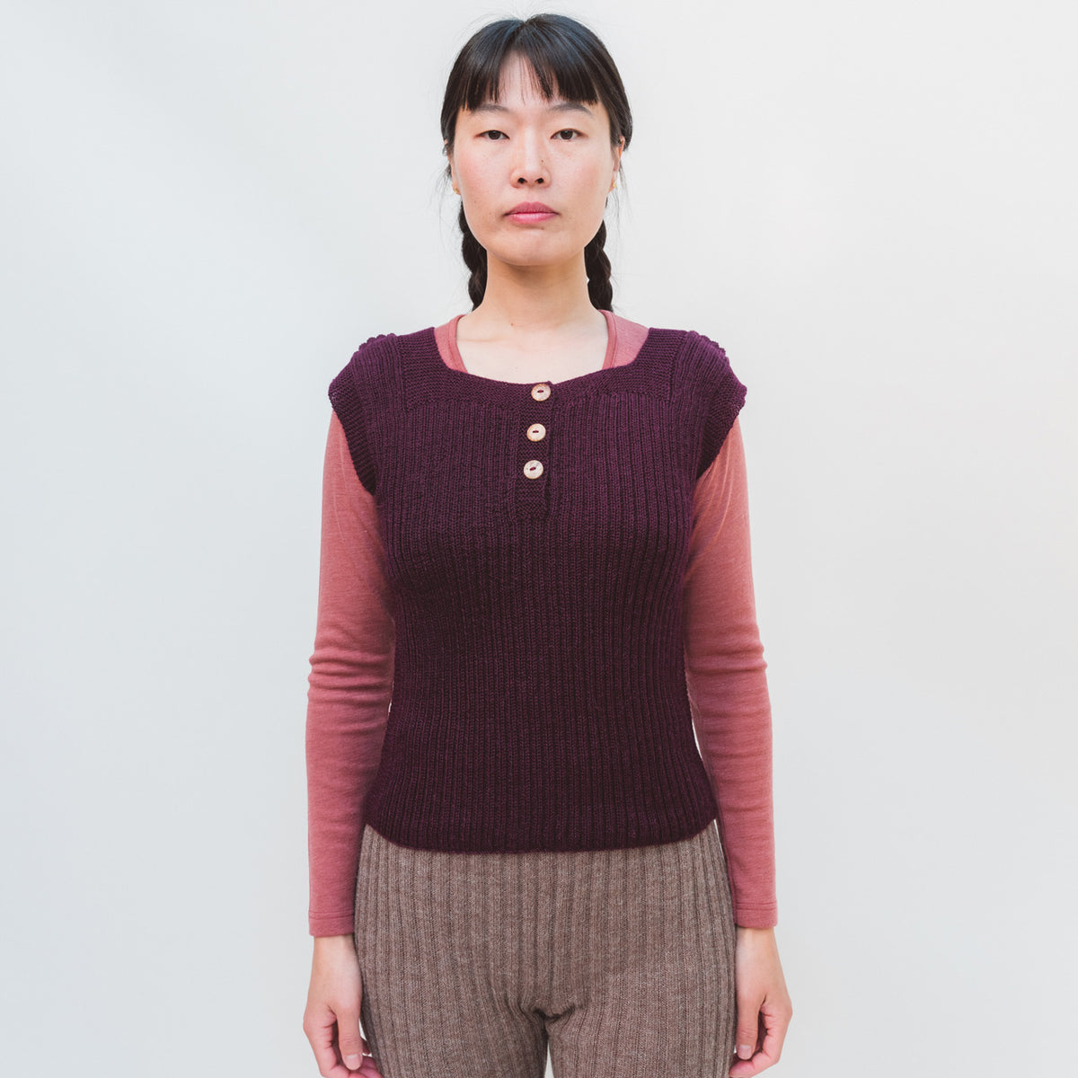 Women's Rico Vest - 100% Baby Alpaca - Aubergine (S-M) *Returning 2026