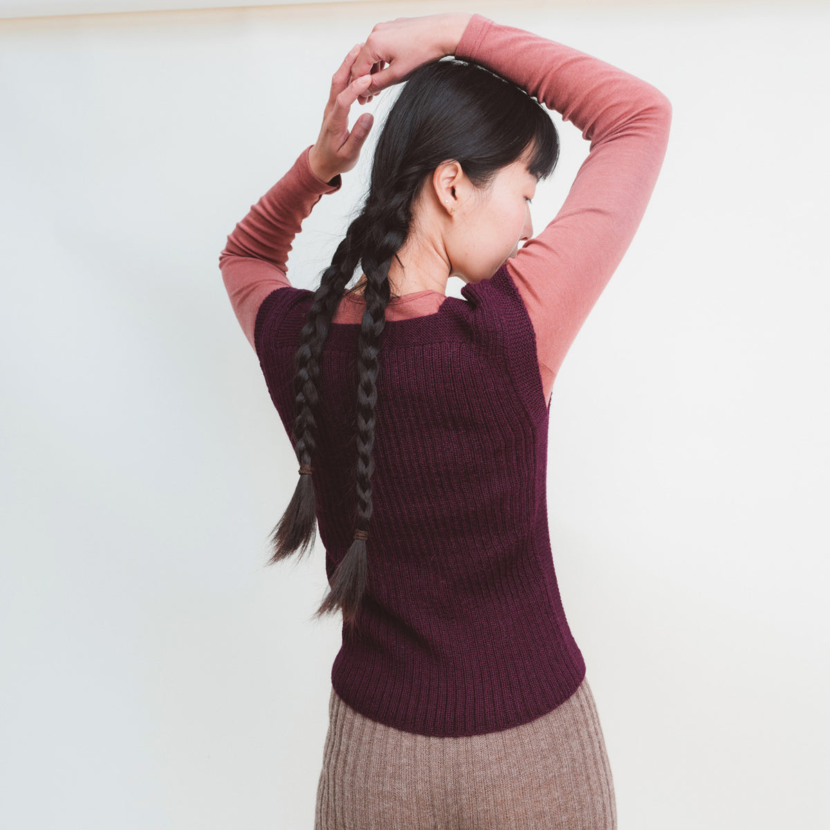 Women's Rico Vest - 100% Baby Alpaca - Aubergine (S-M) *Returning 2026