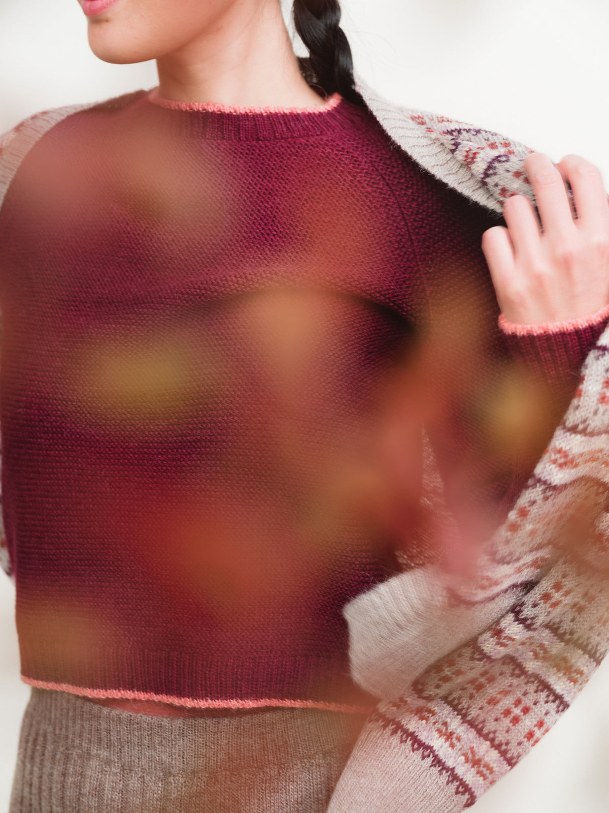 Women's Cable Crop Jumper - 100% Baby Alpaca - Aubergine (S-L) *Returning 2026