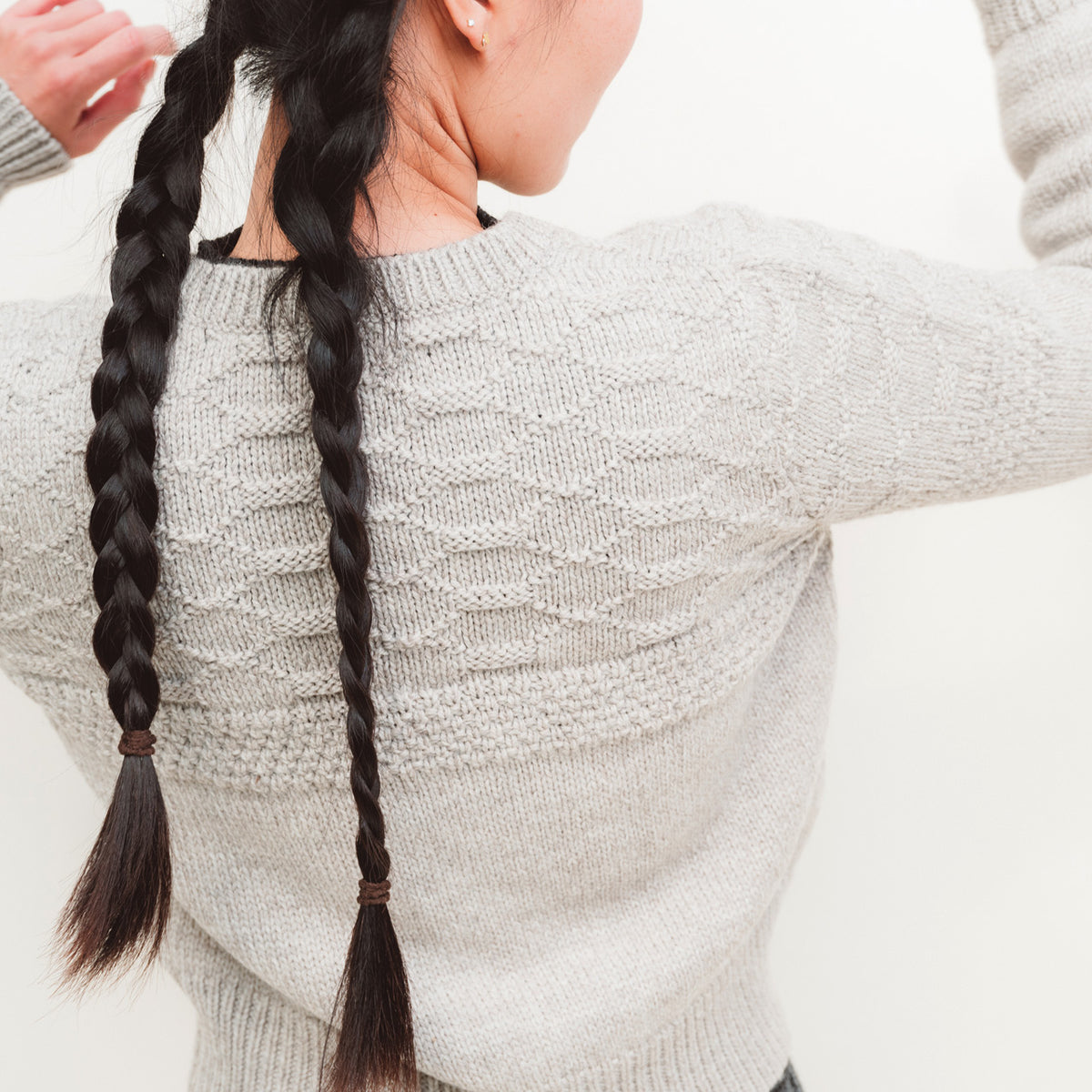 Women's Gansey Cardi - 100% Chunky Highland Wool - Light Natural Grey (S-L) *Returning 2026