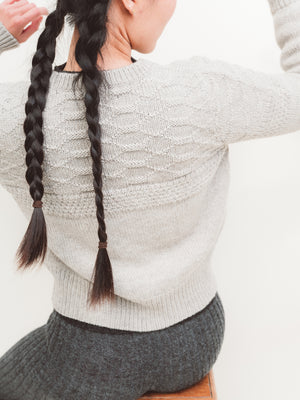 Arwen Gansey Cardi - 100% Chunky Highland Wool - Light Natural Grey