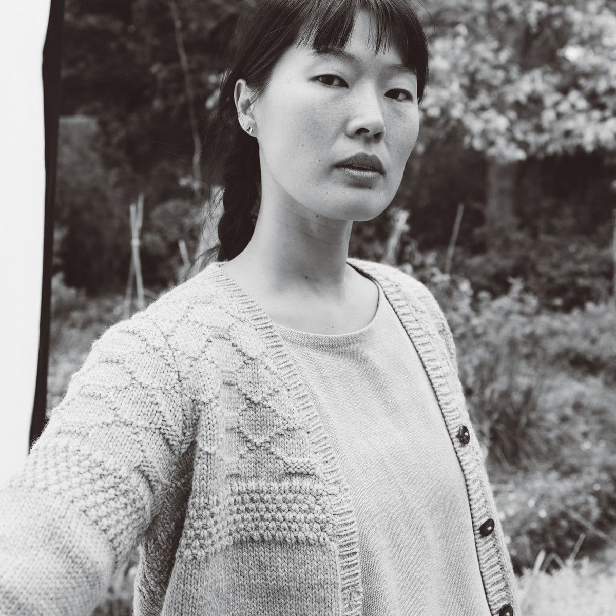 Women's Gansey Cardi - 100% Chunky Highland Wool - Light Natural Grey (S-L) *Returning 2026