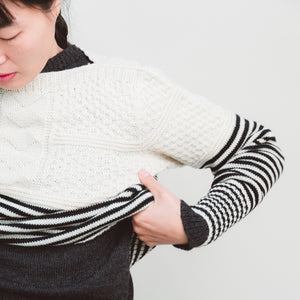 Women's Gansey Sweater - 100% Highland Wool - Stripe (S-L)