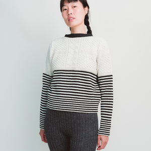 Women's Gansey Sweater - 100% Highland Wool - Stripe (S-L)