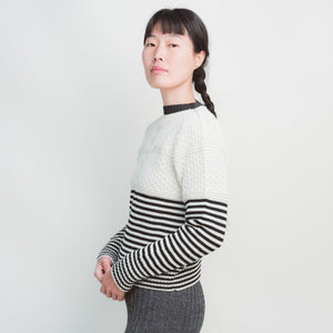 Women's Gansey Sweater - 100% Highland Wool - Stripe (S-L)