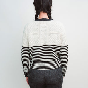 Women's Gansey Sweater - 100% Highland Wool - Stripe (S-L)