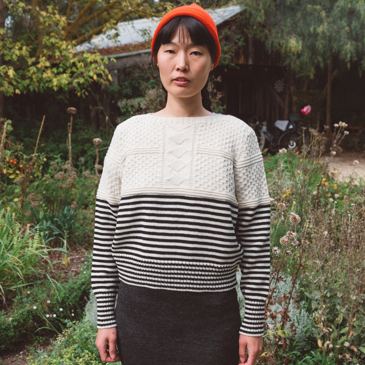 Women's Gansey Sweater - 100% Highland Wool - Stripe (S-L) *Returning 2026