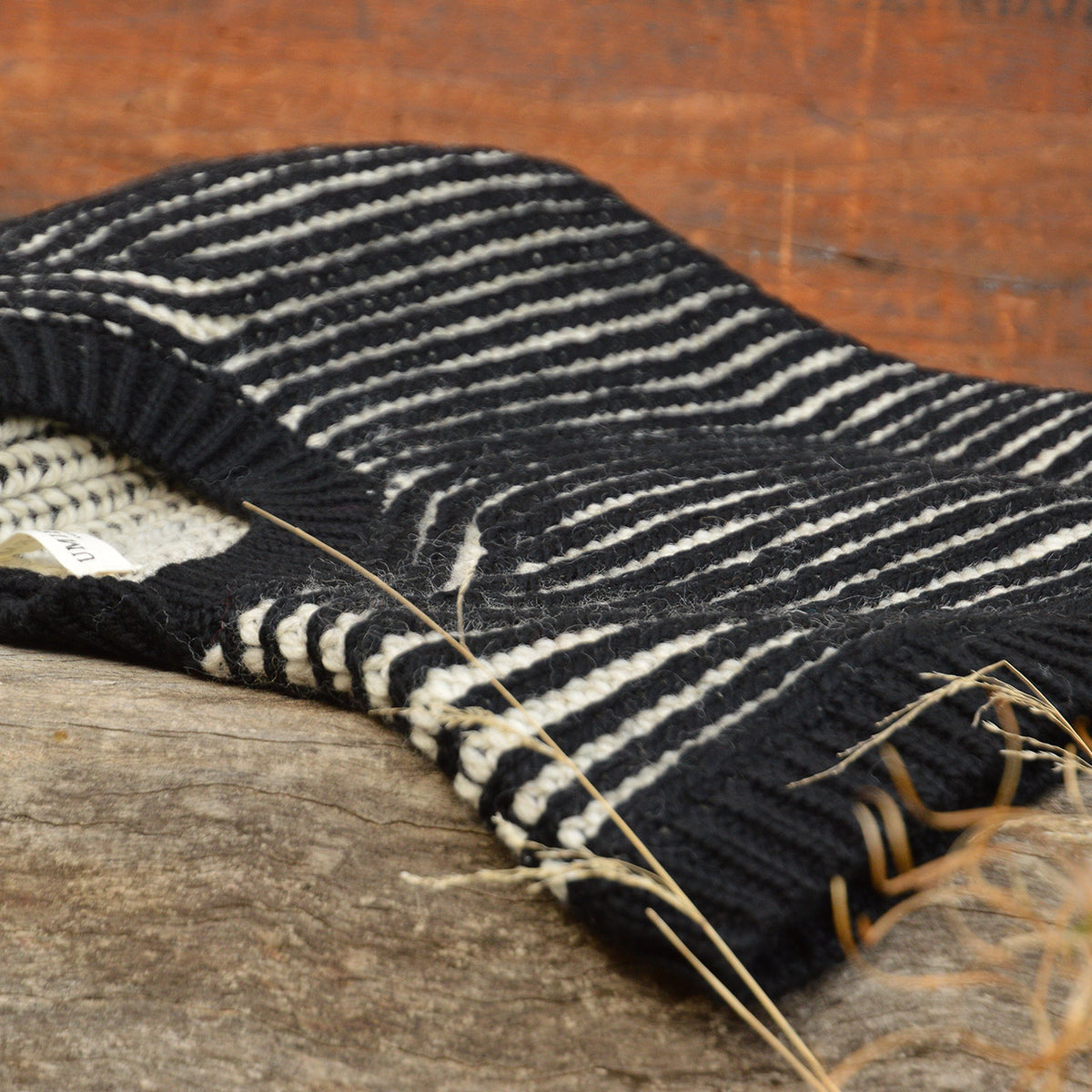 Women's Chunky Brioche Vest - 100% Highland Wool - Black/Ecru (S-L)